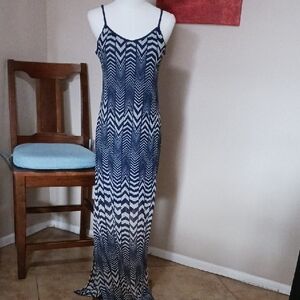 Fire Los Angeles Navy and White Chevron Maxi Dress